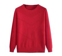 Generisch Strickpullover Für Ältere Menschen Mittleren Alters Und Senioren, Rundhalsausschnitt, Langarm, Eleganter Pullover Für Alte Damen, Vintage, Einfarbig, Leichtes Sweatshirt Für Mütter, Rot, M