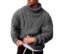 generisch Strickpullover Grobstrick Pullover Für Herren Herren Pullover Langarm Pullover Baumwolle Pullover Warm Elegante Strickwaren Baumwolle Basic Tops Winter Kapuze Urlaub Pullover