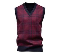 Generisch Strickweste Herren Elegant Pullover Herbst Winter Strickpullover Slim Fit Weste Warm Sweatshirts Business Pulli Arbeitspullover Casual Mode Pullunder Lässig Sweater(A16 Weinrot,L)