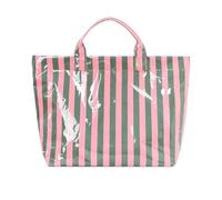 Generisch Striped Tote Handbag - Waterproof Glossy Pool Bag for Travel Use | PVC Coated Fabric Large Capacity Carryall with Zipper Closure, Lightweight Shoulder Tote for Summer Beach Gym Shopping Bag