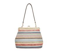 Generisch Stroh Shopper - Große Kiss-Lock Strandtasche | Retro Handtasche | Leichte Sommer Umhängetasche für Reisen Urlaub Einkauf Markt Hochschule, PU-Ledergriffe