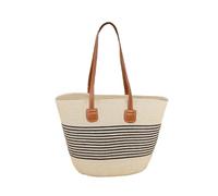 Generisch Strohtaschen für Damen elegante gewebte Handgefertigte Schultertasche als Reisebegleiter sommerliche Alltagsaccessoire (White, One Size)