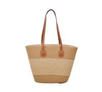 Generisch Strohtaschen für Damen elegante gewebte Handgefertigte Schultertasche als Reisebegleiter sommerliche Alltagsaccessoire (Khaki, One Size)