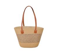 Generisch Strohtaschen für Damen gewebte handgefertigte Schultertasche als Reisebegleiter sommerliche Handtasche mit elegantem Design für stilvolle Damen (Brown, One Size)