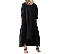 Generisch Summer Must Haves Must Haves Sommerkleid Damen Leicht Und Luftig Frauen Casual Long Sleeves O Neck Slit Unregelmäßiger Saum Plus Size Long Dress Festliches Kleid Sale