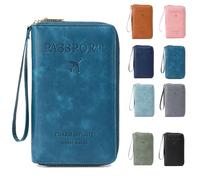 Generisch Summer Simple Plain Passport Cases Back to School, Charm Infinite Travel Wallet, Multi-Functional Zipper Travels Cards Holder, Blocking Card Holder, for School, Outdoor (Peacock Blue)