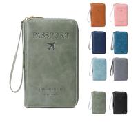 Generisch Summer Simple Plain Passport Cases Back to School, Charm Infinite Travel Wallet, Multi-Functional Zipper Travels Cards Holder, Blocking Card Holder, for School, Outdoor (Green)