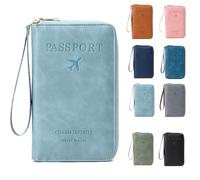Generisch Summer Simple Plain Passport Cases Back to School, Charm Infinite Travel Wallet, Multi-Functional Zipper Travels Cards Holder, Blocking Card Holder, for School, Outdoor (Sky Blue)