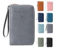 Generisch Summer Simple Plain Passport Cases Back to School, Charm Infinite Travel Wallet, Multi-Functional Zipper Travels Cards Holder, Blocking Card Holder, for School, Outdoor (Grey)