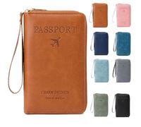 Generisch Summer Simple Plain Passport Cases Back to School, Charm Infinite Travel Wallet, Multi-Functional Zipper Travels Cards Holder, Blocking Card Holder, for School, Outdoor (Brown)