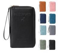 Generisch Summer Simple Plain Passport Cases Back to School, Charm Infinite Travel Wallet, Multi-Functional Zipper Travels Cards Holder, Blocking Card Holder, for School, Outdoor (Black)