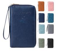 Generisch Summer Simple Plain Passport Cases Back to School, Charm Infinite Travel Wallet, Multi-Functional Zipper Travels Cards Holder, Blocking Card Holder, for School, Outdoor (Dark Blue)