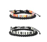 Generisch Surfer Armband - 4er Set Strand Festival Accessoires für Herren & Damen - Handmade Perlen-Armband aus Boho Stoff