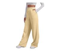 Generisch Sweathose Damen, Joggoinghosen Damen - Weite Sporthosen Lang Hosen Baggy Jogginghose High Waist Freizeithosen Sweathose Mit Taschen, Khaki, S
