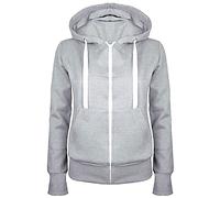 Generisch Sweatjacke Damen mit Kapuze Full Zip Baumwoll Hoodie Sweatshirt Jacke Elegant Einfarbig Kapuzenjacke Winter Übergangsjacke Sport Style College Jacke Leicht Trainingsjacke,Grau,XL