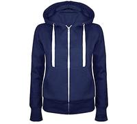 Generisch Sweatjacke Damen mit Kapuze Full Zip Baumwoll Hoodie Sweatshirt Jacke Elegant Einfarbig Kapuzenjacke Winter Übergangsjacke Sport Style College Jacke Leicht Trainingsjacke,Blau,XXL