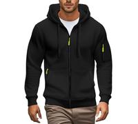 Generisch Sweatjacke Herren Zip-Hoodie Sportlicher Kapuzenjacke Verdicken Warme Kapuzenpullover Reisverschluss Sweatshirt mit Kapuze Trainingsjacke Stretch Bequemes Jacke MäNner Outdoorjacke