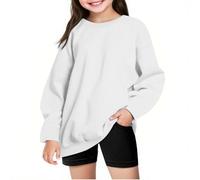 Generisch Sweatshirt Mädchen Pullover Ohne Kapuze Langarm Pulli Y2K Langarmshirt Basic Sport Oberteile Casual Baumwolle Unterhemd Bequem Longshirt Herbst/Winter Sweatshirts für Kinder und Teenager