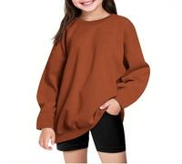 Generisch Sweatshirt Mädchen Pullover Ohne Kapuze Langarm Pulli Y2K Langarmshirt Basic Sport Oberteile Casual Baumwolle Unterhemd Bequem Longshirt Herbst/Winter Sweatshirts für Kinder und Teenager