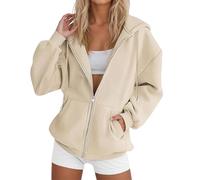 Generisch Swetschert Jacke Damen - Damen Winter Kapuzenpullover Locker Samt Sweatshirt für Studenten modische Freizeitjacke mit Reißverschlusstaschen warme Langarm Oberteil