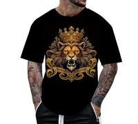 Generisch T-Shirt Herren - Herren T Shirt Rundhalsausschnitt Kurze Ärmel Tierdruck Street Art Sportshirt