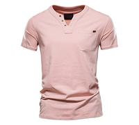 Generisch T Shirt Herren Sommer Henley Shirt Herren Kurzarm V-Ausschnitt Knopf Muskel Gym Workout Athletic Tee Shirts Top Livergy Herren-Unterhemd Tshirt Herren Sport T-Shirt Weiß Herren V Ausschnitt