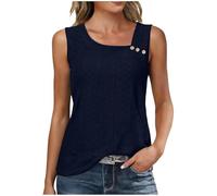 Generisch Tank Top Damen Ärmellos Tanktop Bluse Ärmelloses Sommerhemd Elegante Sommer Locker Basic Schwarzes Tops Für Blusen Elegant Oberteil T-Shirts Und Tanktops Lang Ärmellose Shirts Marine XL