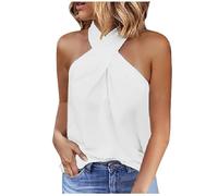 Generisch Tank Top Damen Neckholder Ärmellose Oberteile Elegant Sommer Weste Sexy Basic Shirts Rückenfrei Einfarbig Bluse Tanktop Locker Casual Vest Tshirt Laufweste