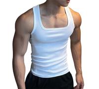 generisch Tank Top Herren Sport Atmungsaktiv - Unterhemd Herren Weiss Tanktop Doppelripp Tanktop äRmelloses Muskelshirt Slim Fit Tshirt Einfarbige Sommershirt Gym Laufen Axelshirt Casual Sportshirt