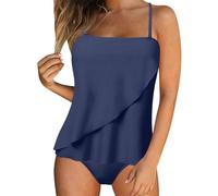 Generisch Tankini Damen Bauchweg Badeanzug Set Zweiteiliger Große Größen Bademode Push Up Tankini Oberteil mit Badeshorts Strandmode Badekleid Sommer Badeanzug für Frauen