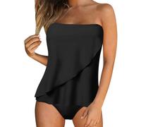 Generisch Tankini Damen Bauchweg Badeanzug Set Zweiteiliger Große Größen Bademode Push Up Tankini Oberteil mit Badeshorts Strandmode Badekleid Sommer Badeanzug für Frauen