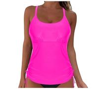 Generisch Tankini für Damen Tankini große größen Oberteil Damen Bikini sexy String Bikini bademode bauchweg Oberteil mit bügel Cup d schwarz