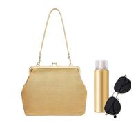 Generisch tasche aus Stroh | Retro Große Kiss-Lock Handtasche | Geflochtene -Strohtasche - für die Arbeit, Reisen, den Lebensmitteleinkauf, Urlaub, Shopping, das Fitnessstudio und den Markt