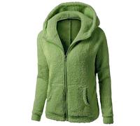 Generisch Teddy Fleece Jacke Damen Weiße Fleecejacke mit Kapuze Reißverschluss Thermo Kuschelige Flauschige Sweatjacke Wollfleec Teddy Pulli Plüschjacke Fliesjacken Für Frauen Herbst Winter Bekleidung