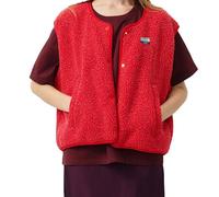 Generisch teddy fleece weste damen Fellweste Damen Wollweste Grüne Weste Teddyweste Fellimitat Teddy Fleece Ärmellose Fleeceweste Plüsch Westen Kunstfell Kurz Fell Wolle Ärmellos Rot M