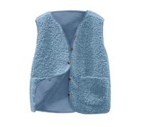 Generisch Teddy Fleece Weste Damen Sherpa Weste Casual Warm Fuzzy Faux Shearling Weste ärmellos Fleece Jacke Taschen Teddy Mantel Gilet für Winter