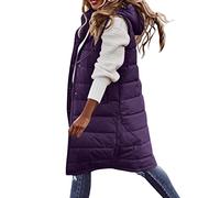 Generisch Teddyjacke Damen, Jacke Damen Winter, Weste Lang Winter Steppweste Leicht Ärmellose Winterweste Lange Damenwesten Kapuzenweste Daunenweste Übergangsjacke Wintermantel