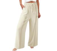 Generisch The Deal Warehouse Deal Leinen Hose Damen Sommer Einfarbige Baumwolle Elastische Lange Hosen Strand Freizeithose Leggings Sommerhose Angebote Sale