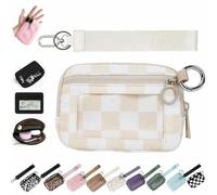 Generisch The Iris 'Wallet 2nd Gen, 5,5 × 3,5 "Zippered Card Case mit ID-Fenster, The Iris' Pouch Wristlet, Women 's Waterproof Nylon Keychain Wallet (Aprikosengitter,5,5 * 3,5 Zoll)
