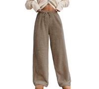 Generisch Thermohose Damen Winter Fleece Plüsch Hose Warme Winterhose Teddyhose Baggy Lang Pyjamahose Freizeithose Teddy Fleecehose Kuschelhose Bequem Lässig Schlafanzughose Loungewear