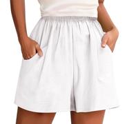Generisch Top Deals des Tages Leinen Shorts Damen High Waist Shorts Aus Leinen Mit Hoher Taille, Lässig, Dünn Weitem Bein Sexy Kurze Hosen Sale Angebote Kleidung Black Week Angebote 2025