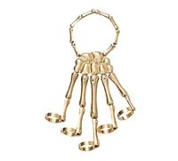 Generisch Totenkopf Armband Gothic Halloween Cosplay Fingerknochen-Armband | Totenkopf Skeletthände mit Schlangen Ganzfingerringen Für Männer Frauen Cosplay Bühnen-Performance Party Und Feierlichkeiten