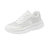 Generisch Trachten Sneaker Damen Dirndl Schuhe Flach mit Spitze Mesh Stoffschuhe Sommer Bequem Leichte Hochzeitsschuhe Brautschuhe für Oktoberfest Trachtenkleid Freizeit und Festliche Anlässe