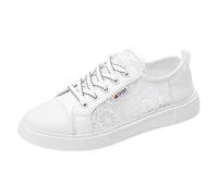 Generisch Trachten Sneaker Damen Dirndl Schuhe Flach mit Spitze Mesh Stoffschuhe Sommer Bequem Leichte Hochzeitsschuhe Brautschuhe für Oktoberfest Trachtenkleid Freizeit und Festliche Anlässe