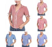 Generisch Trachtenbluse Damen Rot Weiss Kariert Trachten Bluse Kurzarm Trachtenmode Trachtenblusen Oktoberfest Kostüm Dirndl Bluse Traditionelle Blusen Moderen Bayerische Trachtenshirt Dirndlbluse