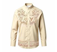 Generisch Trachtenhemd Jungen Hemd Jungen, Trachtenbluse Vintage Mittelalter Kostüm Kinder Outfit Stickerei Bluse Knöpfe Oberteil Faschingskostüm Karneval