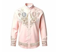 Generisch Trachtenhemd Jungen Jungen Hemd, Trachtenbluse Vintage Mittelalter Kostüm Kinder Outfit Stickerei Bluse Knöpfe Oberteil Faschingskostüm Karneval
