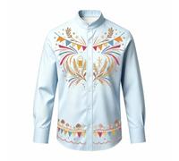 Generisch Trachtenhemd Kinder Hemd Junge, Trachtenbluse Vintage Mittelalter Kostüm Kinder Outfit Stickerei Bluse Knöpfe Oberteil Faschingskostüm Karneval