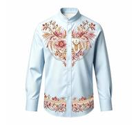 Generisch Trachtenhemd Kinder Kinder Hemd Jungen, Trachtenbluse Vintage Mittelalter Kostüm Kinder Outfit Stickerei Bluse Knöpfe Oberteil Faschingskostüm Karneval