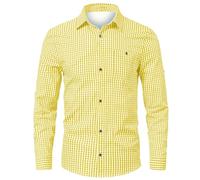 Generisch Trachtenhemden für Herren, Trachtenhemd Herren Slim Fit Trachten Karohemd Langarm Trachtenhemden Einfarbig Kariertes Hemd mit Tasche Comfort Freizeithemd für Oktoberfest